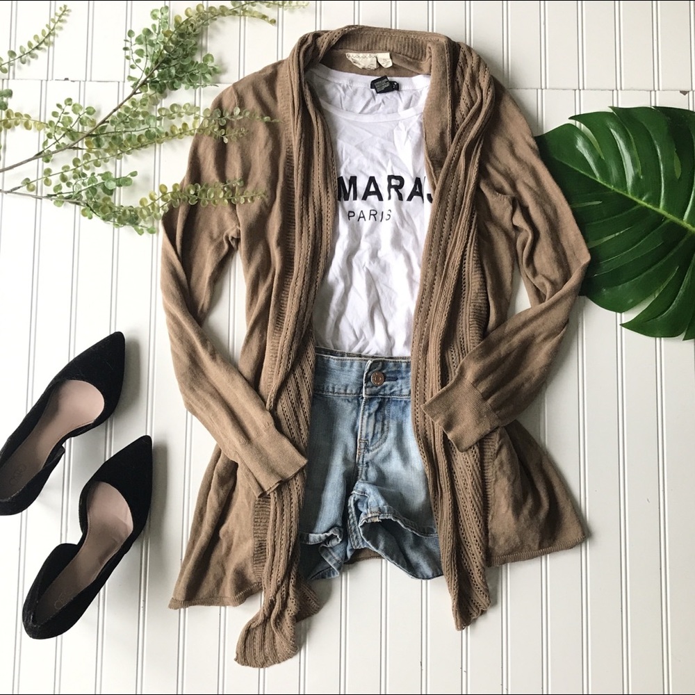 Anthropologie Nurture cardigan sweater open tan